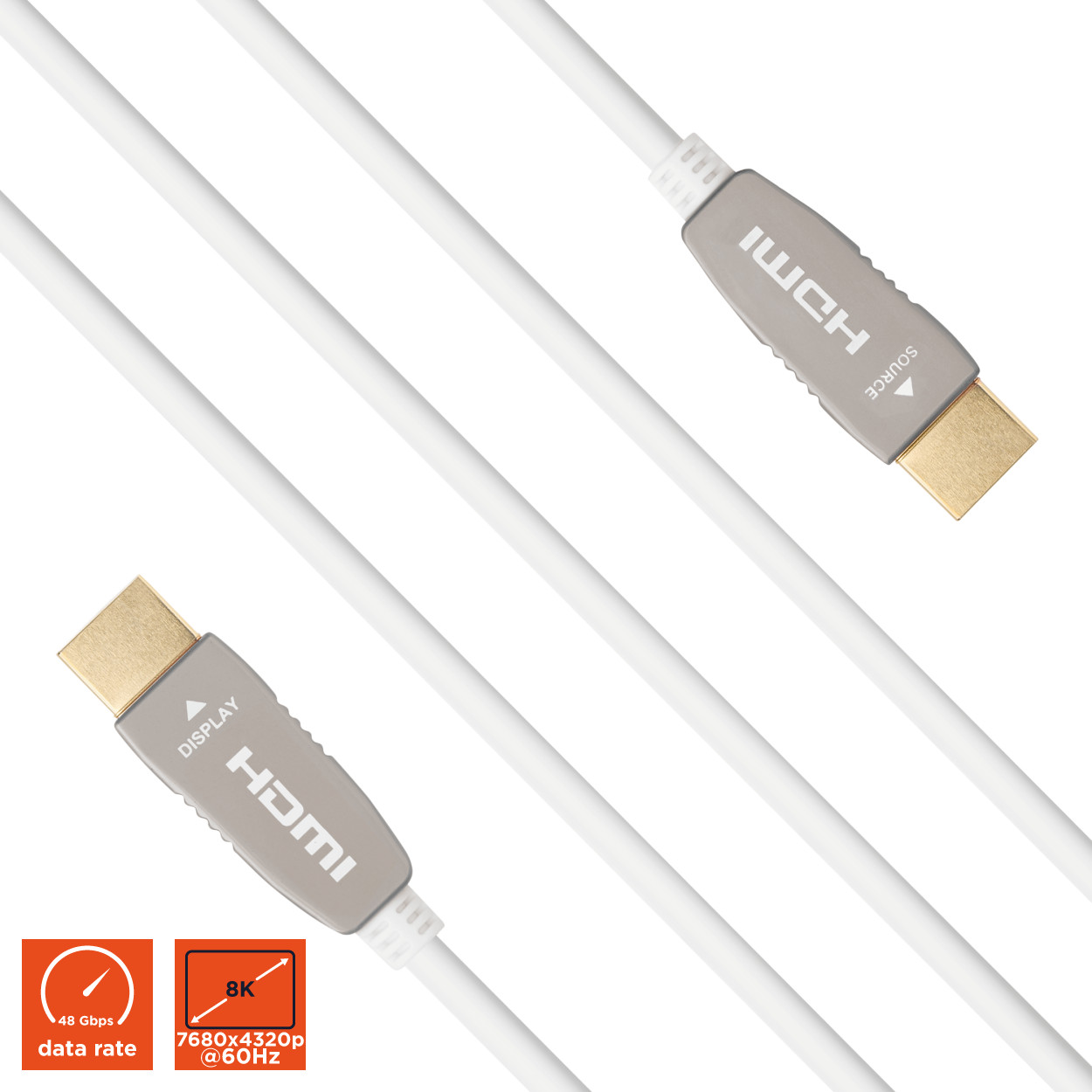 celexon UHD Optical Fibre HDMI 8K 48Gbps Active Kabel 50m, weiß