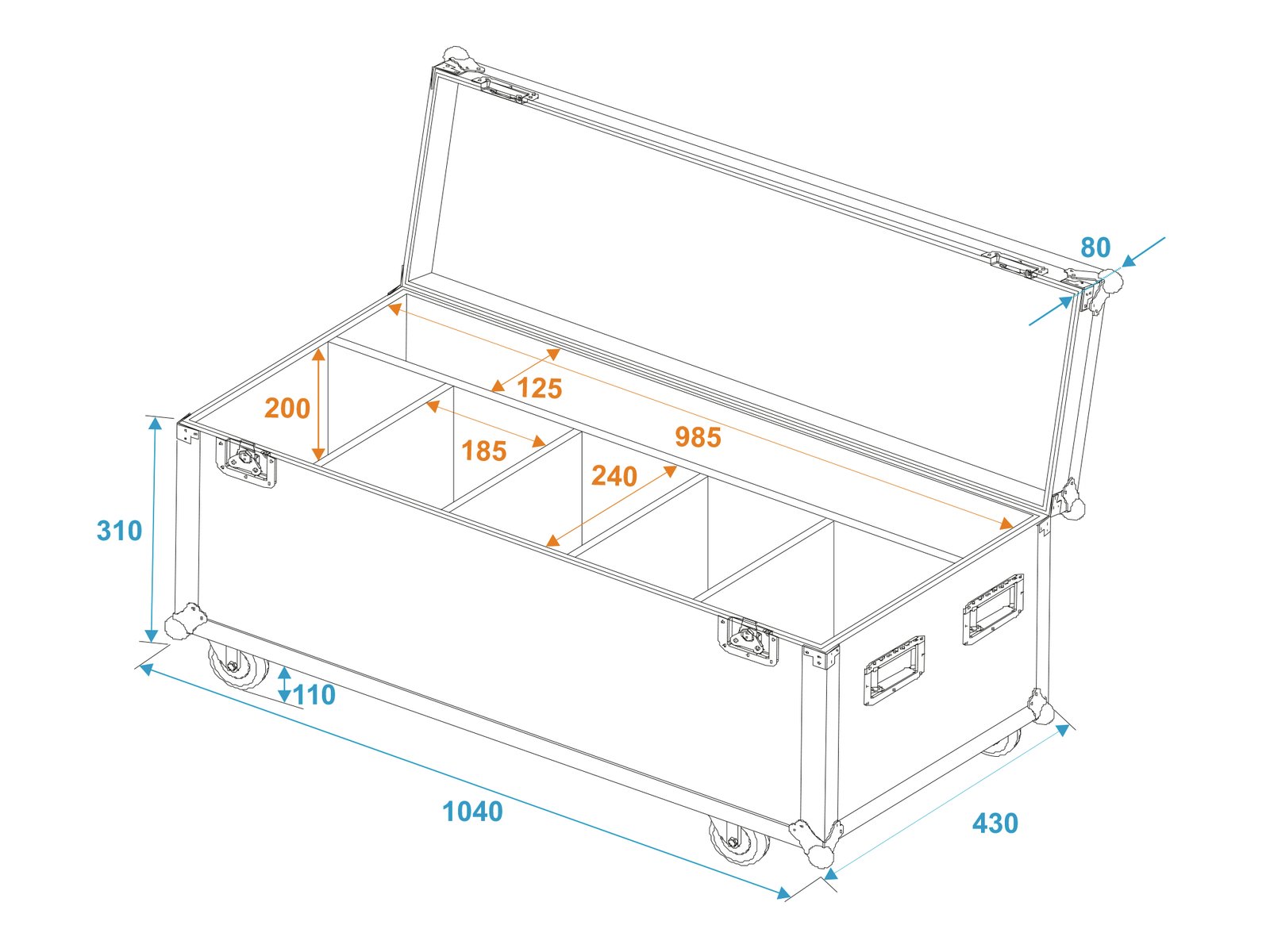 ROADINGER Flightcase 4x LED Umbrella ROADINGER Flightcase 4x LED Umbrella