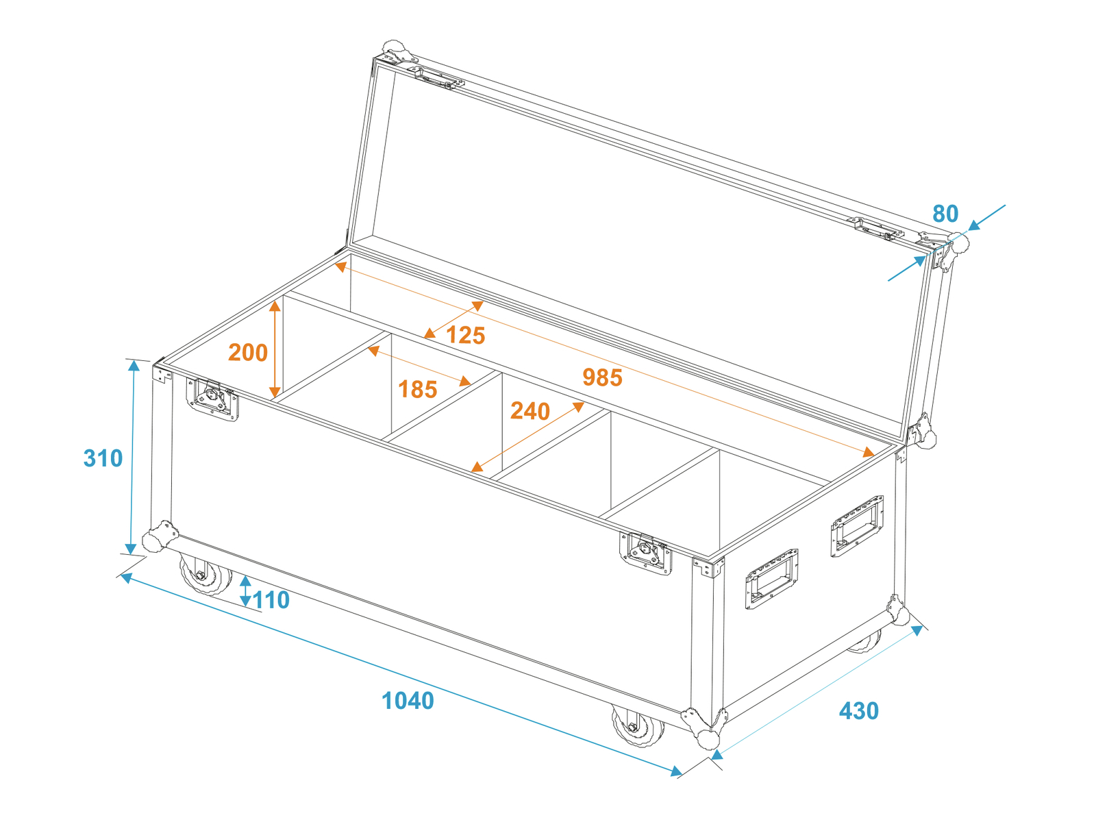 ROADINGER Flightcase 4x LED Umbrella ROADINGER Flightcase 4x LED Umbrella