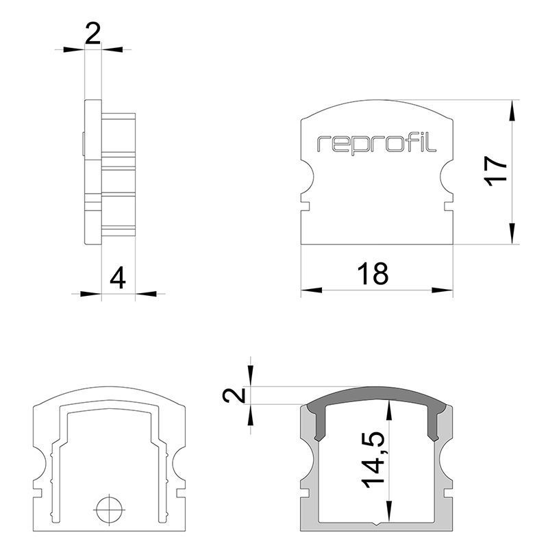 Endkappe F-AU-02-12 Set 2 Stk, Schwarz