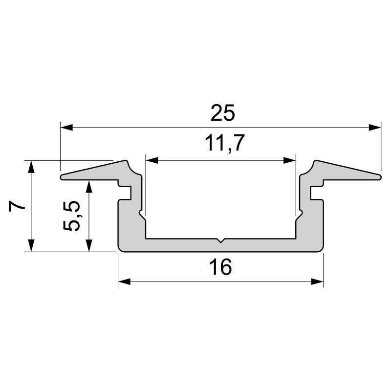 T-Profil flach ET-01-10, 2m, Weiß