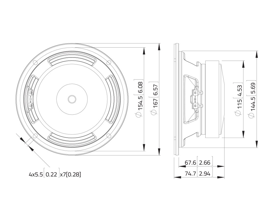 LAVOCE WSF061.52-16 6,5 Zoll Woofer, Ferrit, Stahlkorb LAVOCE WSF061.52-16 6,5 Zoll Woofer, Ferrit, Stahlkorb