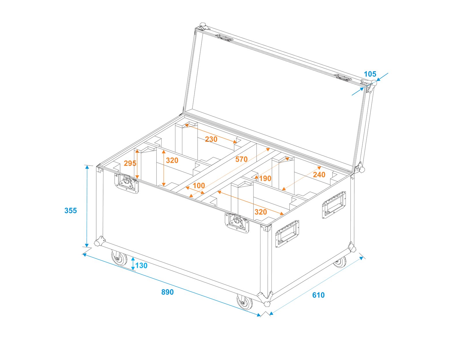 ROADINGER Flightcase 4x LED TMH-X4 mit Rollen ROADINGER Flightcase 4x LED TMH-X4 mit Rollen