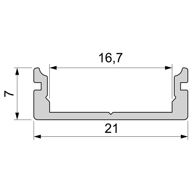 U-Profil flach AU-01-15, 2m, Schwarz