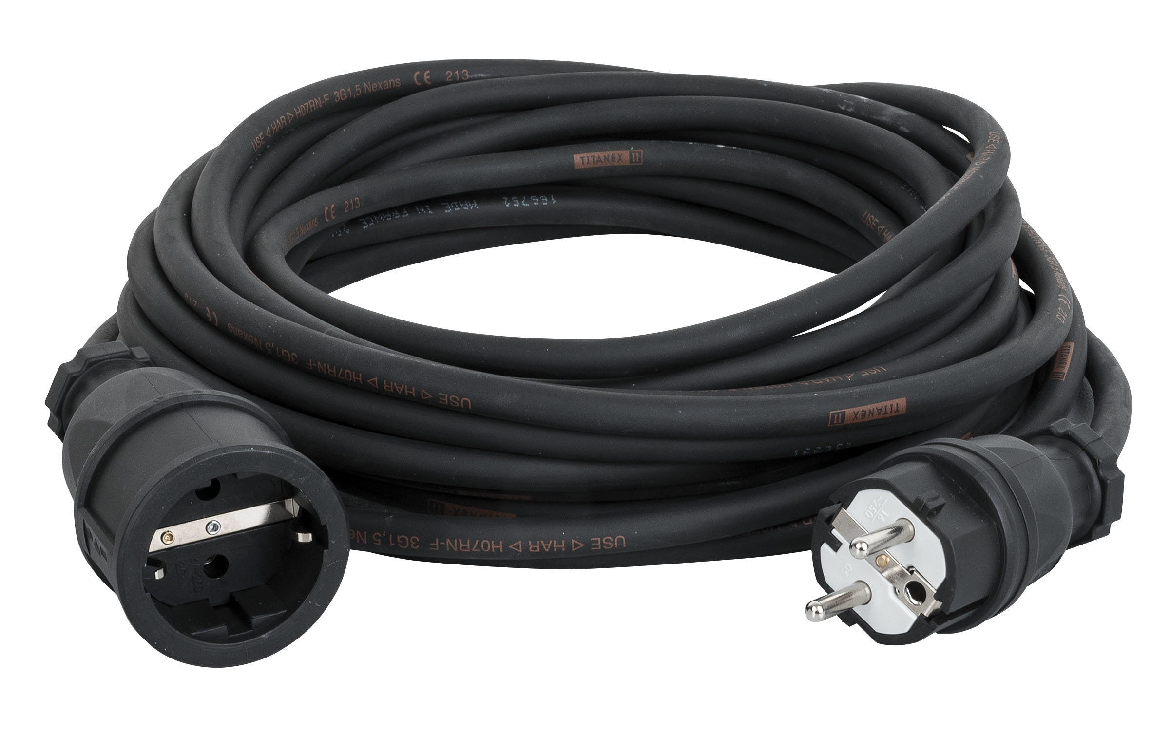 DAP Ext. Cable Schuko/Schuko Titanex with PCE 3 x 1.5 mm² 15 m 3 x 1,5 mm Titanex mit PCE