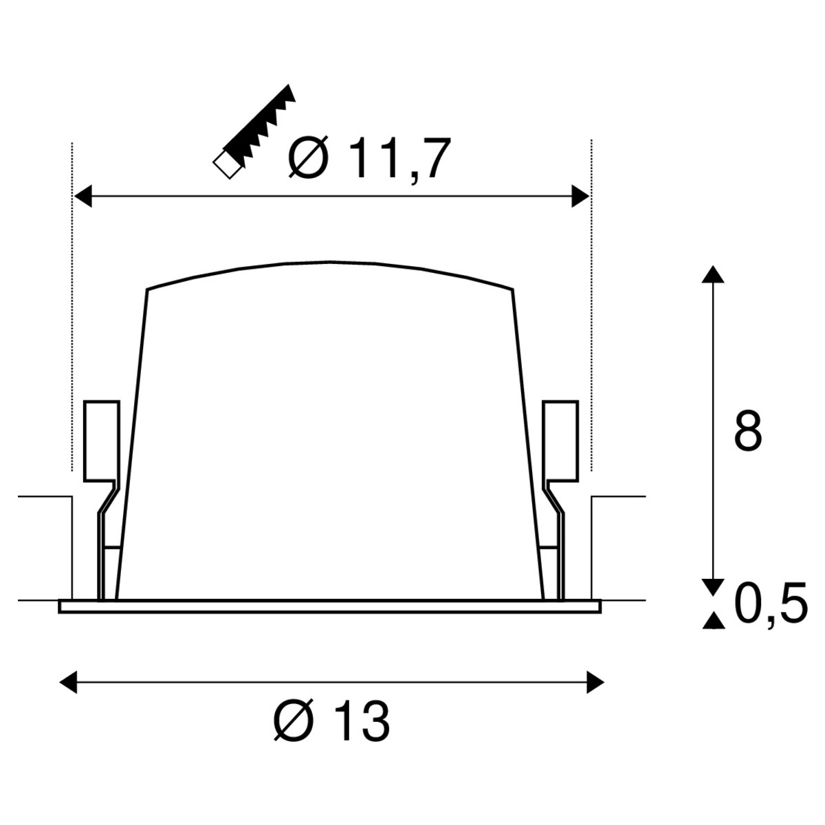 NUMINOS DL L, Indoor LED Deckeneinbauleuchte schwarz/weiß 2700K 20°