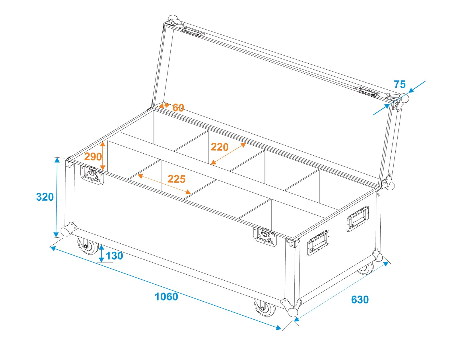 ROADINGER Flightcase 8x LED IP PAR 7x8W QCL/7x9W SCL mit Rollen ROADINGER Flightcase 8x LED IP PAR 7x8W QCL/7x9W SCL mit Rollen