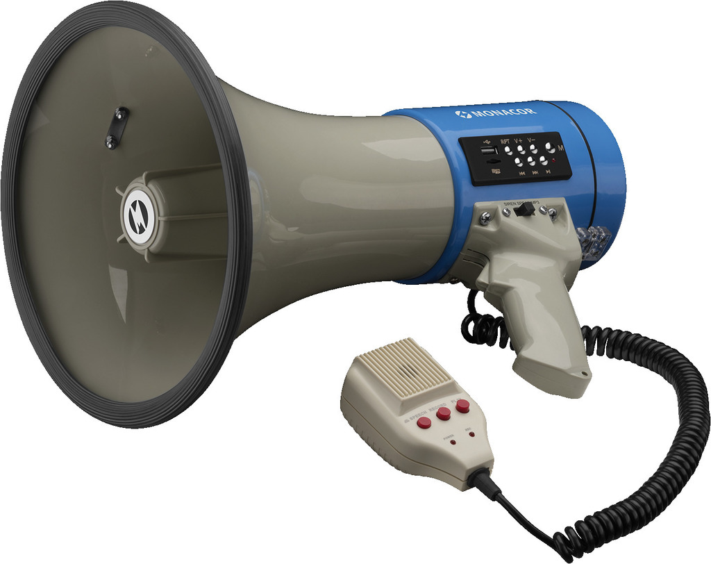 MONACOR TM-17M Megafon mit MP3-Funktion, 110 dB MONACOR TM-17M Megafon mit MP3-Funktion, 110 dB