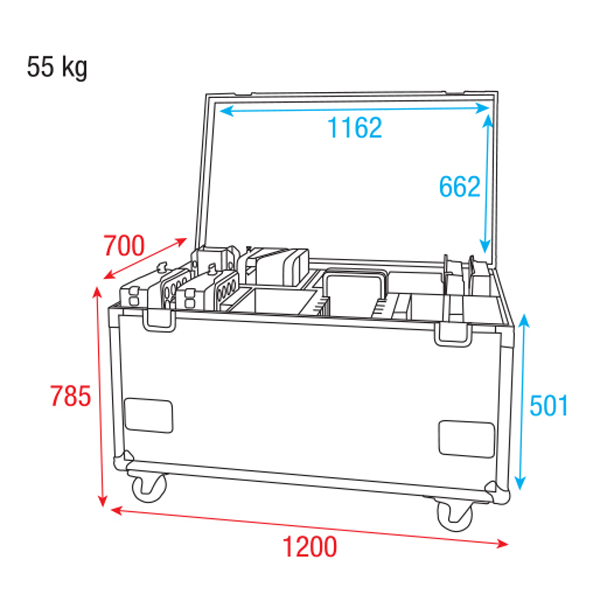 SHOWTEC Case for 4x Helix S5000 and accessories Premium Line