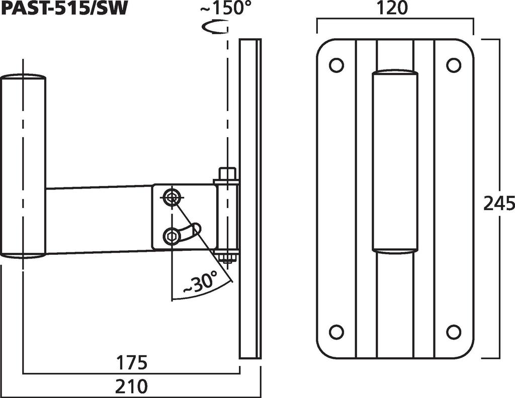 MONACOR PAST-515/SW Wandhalter für kompakte PA-Boxen