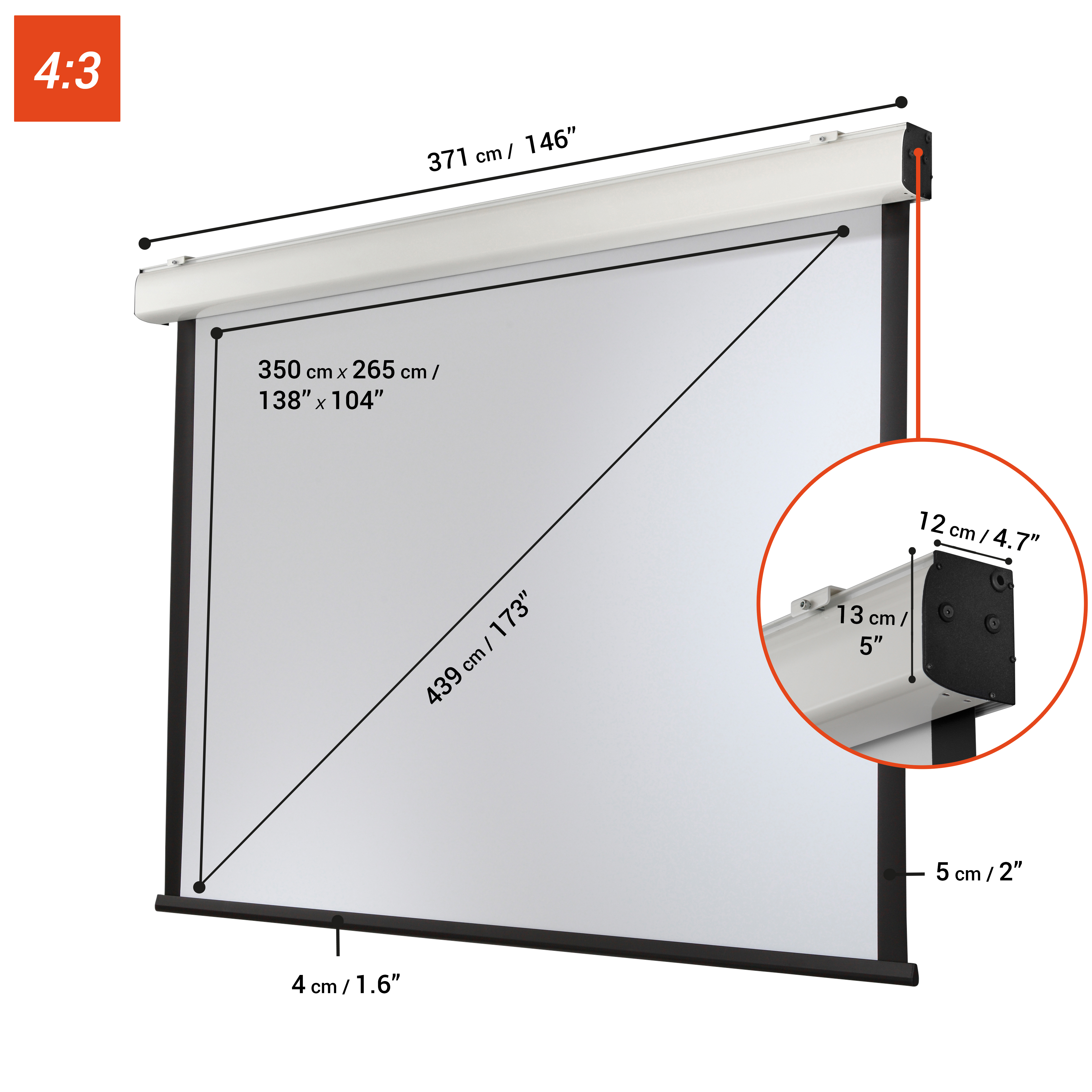celexon Leinwand Motor Expert XL 350 x 265 cm