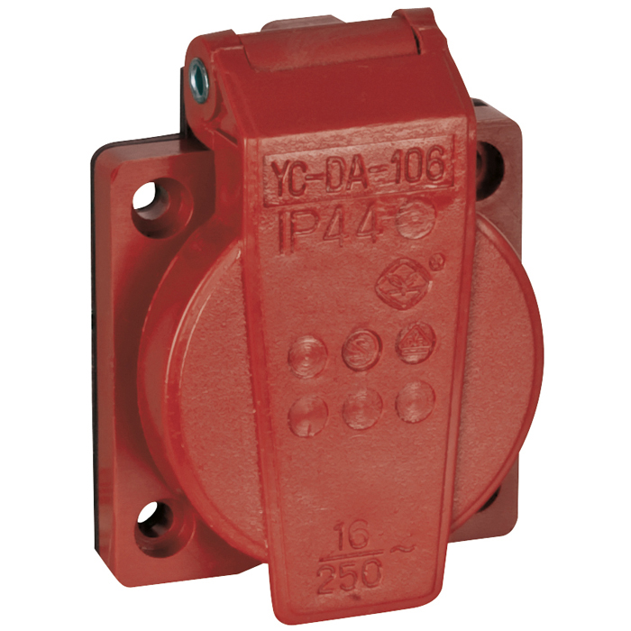 Showgear Chassis connector with cover VDE 16 A - Rot