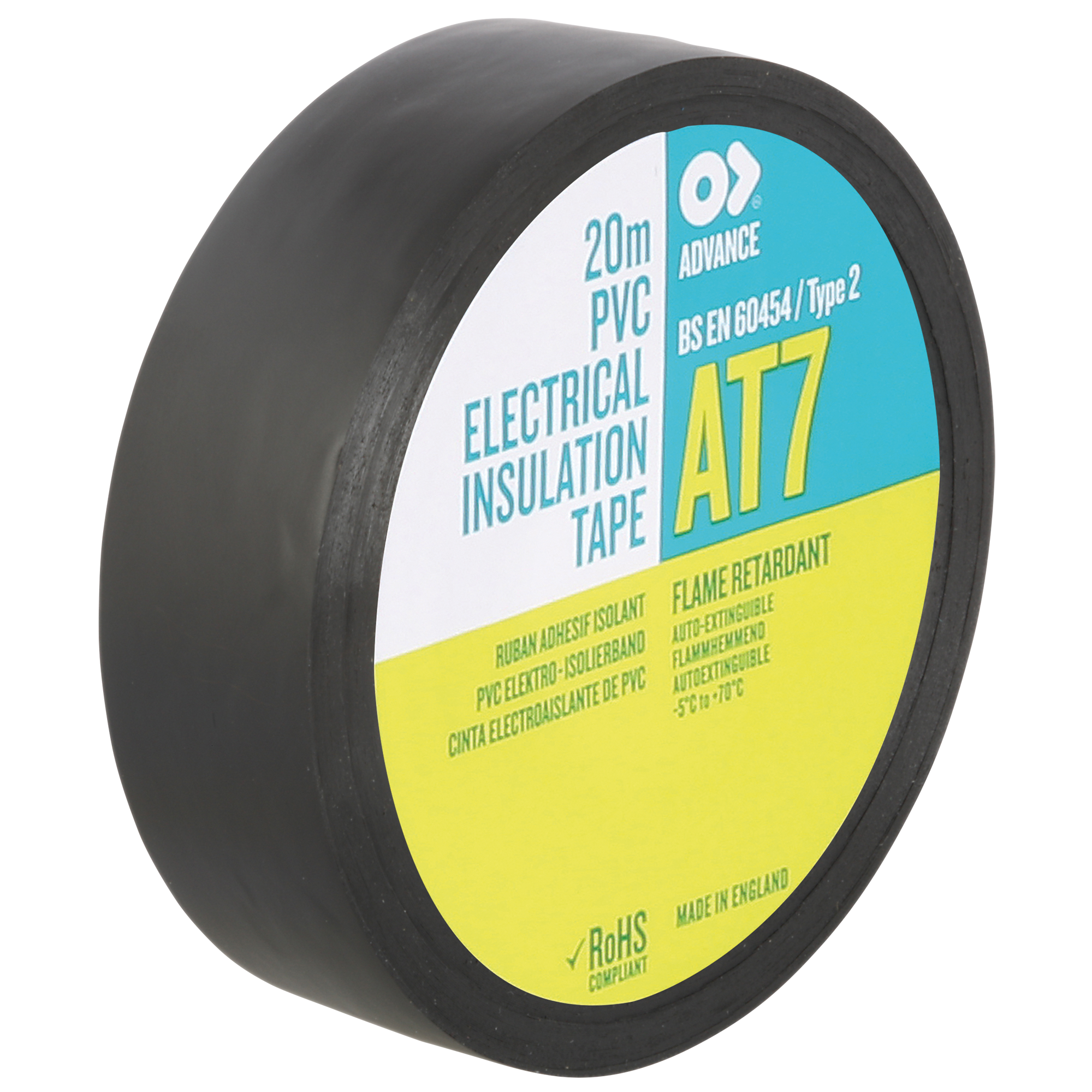 ADVANCE AT7 PVC Tape Black Schwarz - 19 mm - 20 m