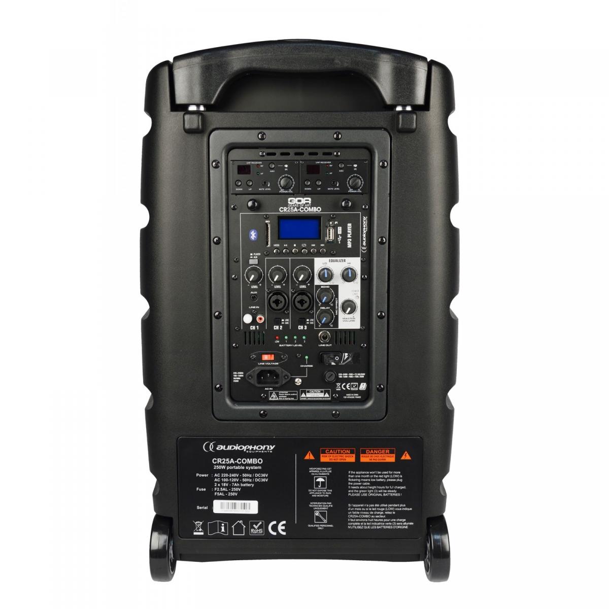 Audiophony CR25A-COMBO-F8 Mobiles Akkubetriebenes Beschallungssystem