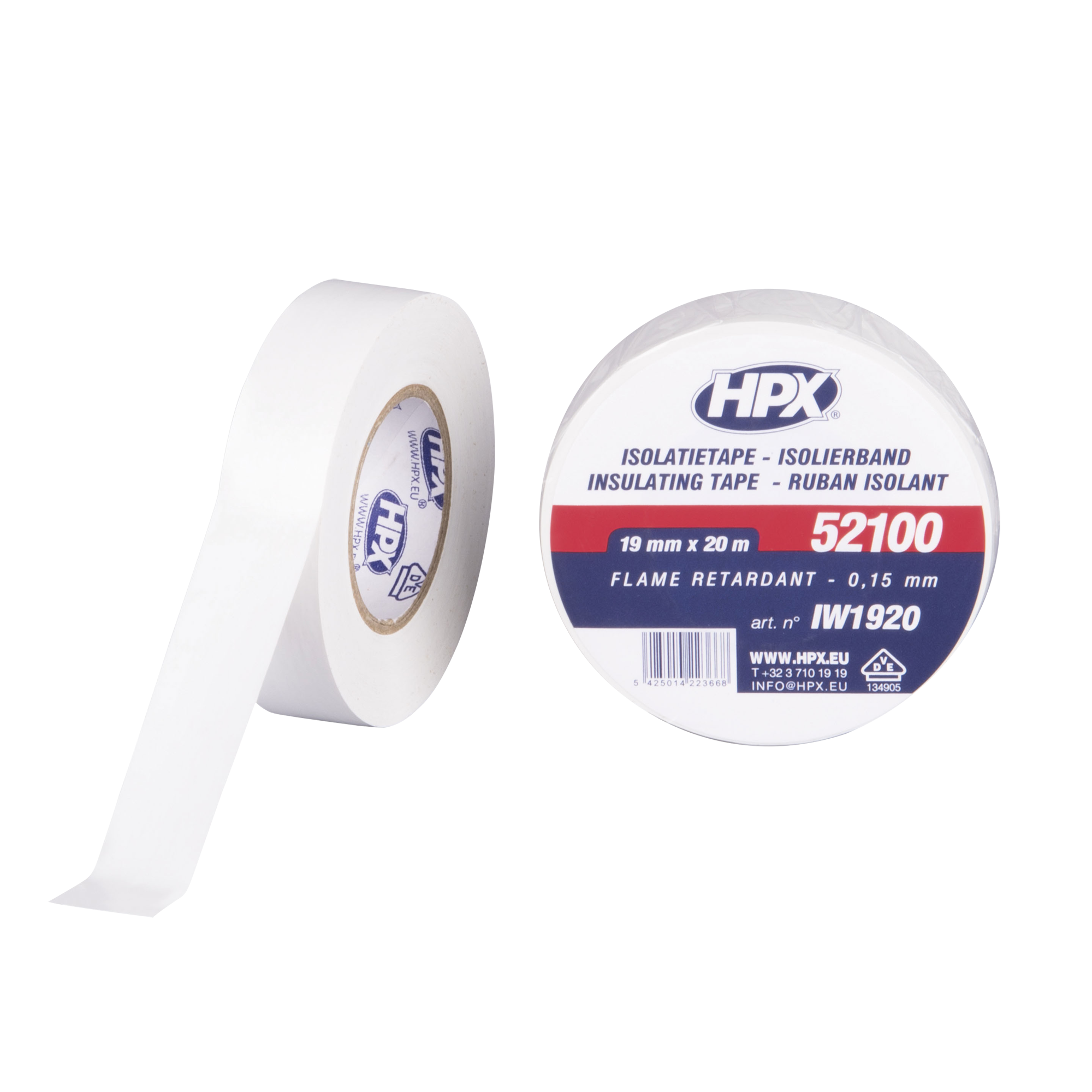 HPX PVC Insulation tape 52100 Weiß - 19 mm / 20 m