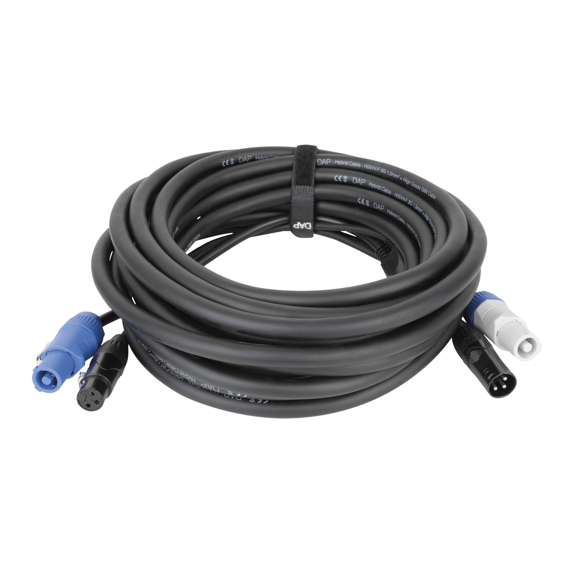 DAP FP20 Hybrid Cable - Power Pro & 3-pin XLR - DMX / Power 15 m - schwarze Ummantelung