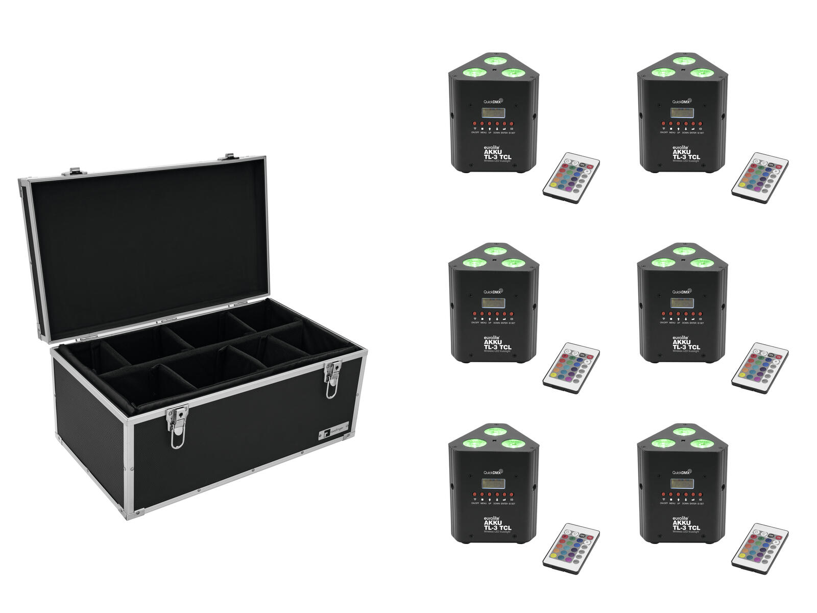 EUROLITE Set 6x AKKU TL-3 TCL Trusslight QuickDMX + Case TDV-1 EUROLITE Set 6x AKKU TL-3 TCL Trusslight QuickDMX + Case TDV-1