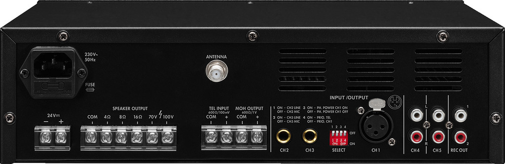 MONACOR PA-803DAP ELA-Mono-Class-D-Mischverstärker, MP3, USB/SD, FM, DAB+, BT, 30 W