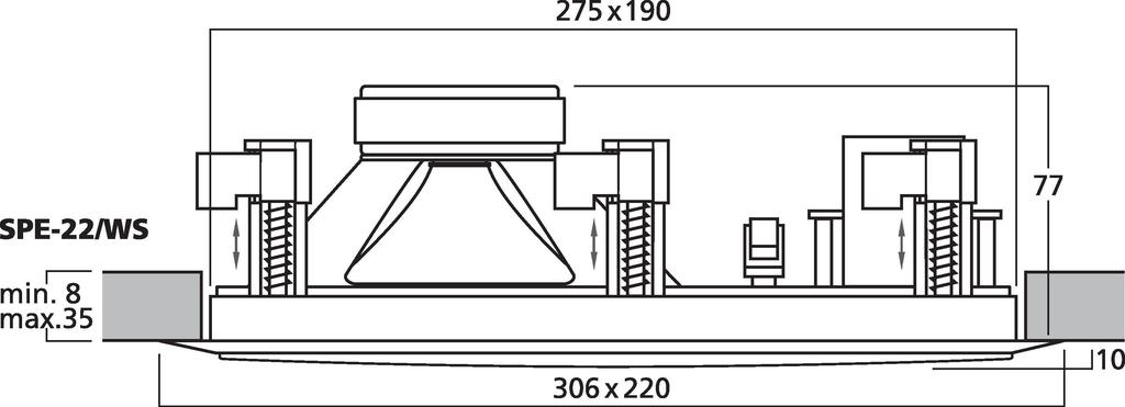 MONACOR SPE-22/WS Hi-Fi-Wand- und Deckenlautsprecher, 8 Ω