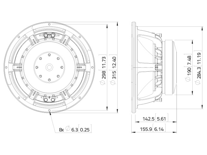 LAVOCE WAF123.00 12 Zoll Woofer, Ferrit, Alukorb LAVOCE WAF123.00 12 Zoll Woofer, Ferrit, Alukorb