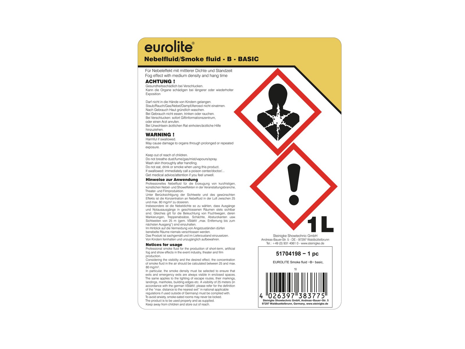 EUROLITE SMOKE FLUID -B- Basic , 1l, Nebelfluid