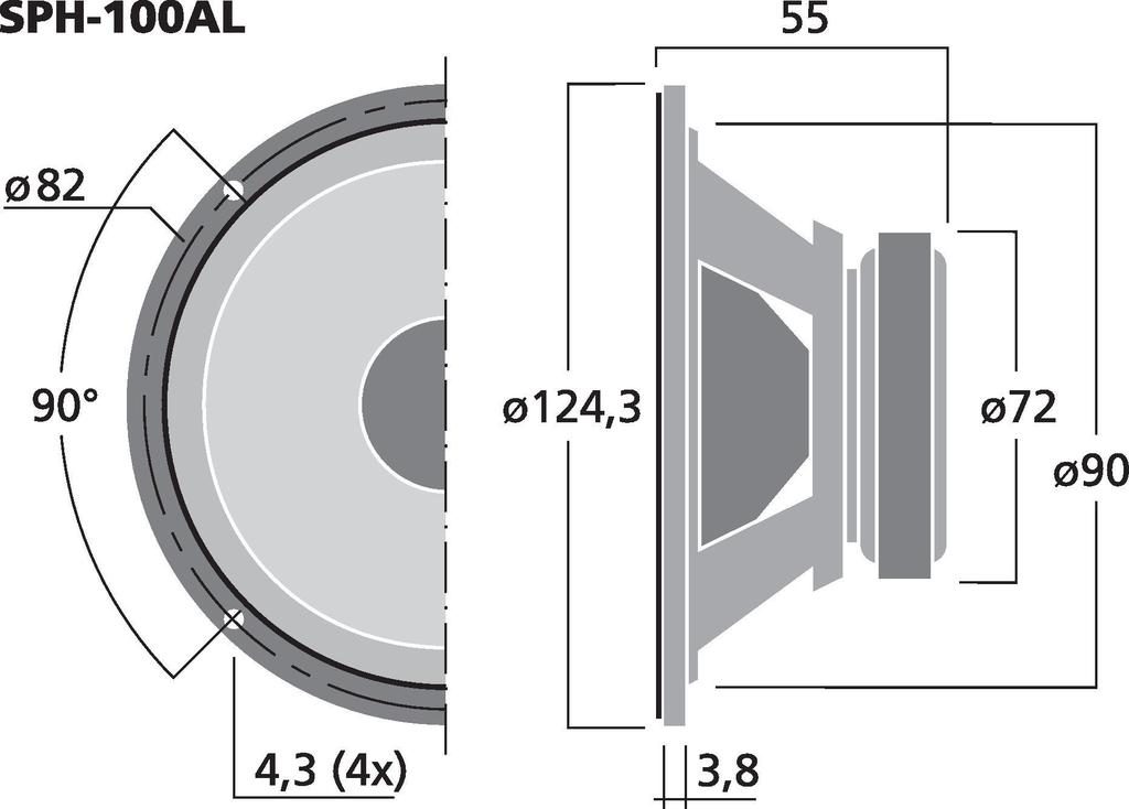 MONACOR SPH-100AL High-Tech-Mitteltöner, 40 W, 8 Ω