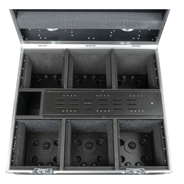 Showtec EventSpot 1600 Q4 Set Koffer mit Ladegerät für 6x Stück - gebürstetes Aluminium