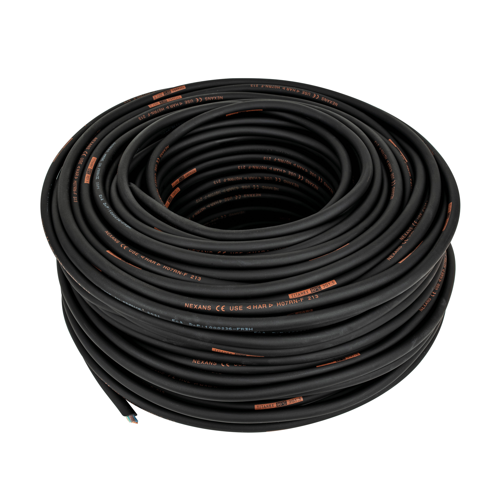 Titanex Neoprene Cable, Black 100-m-Rolle/3 x 2,5 mm2