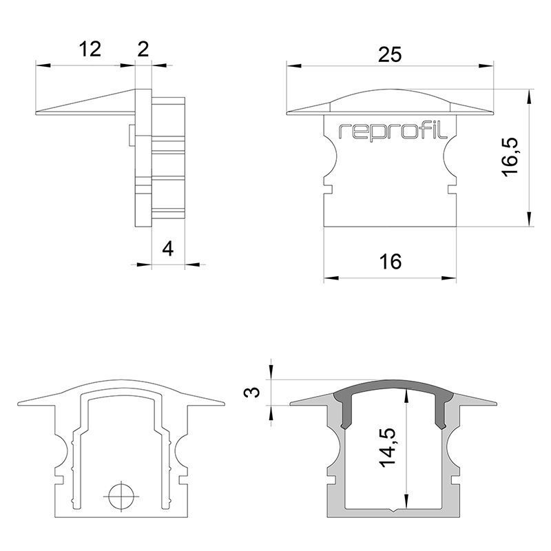 Endkappe F-ET-02-10 Set 2 Stk, Weiß