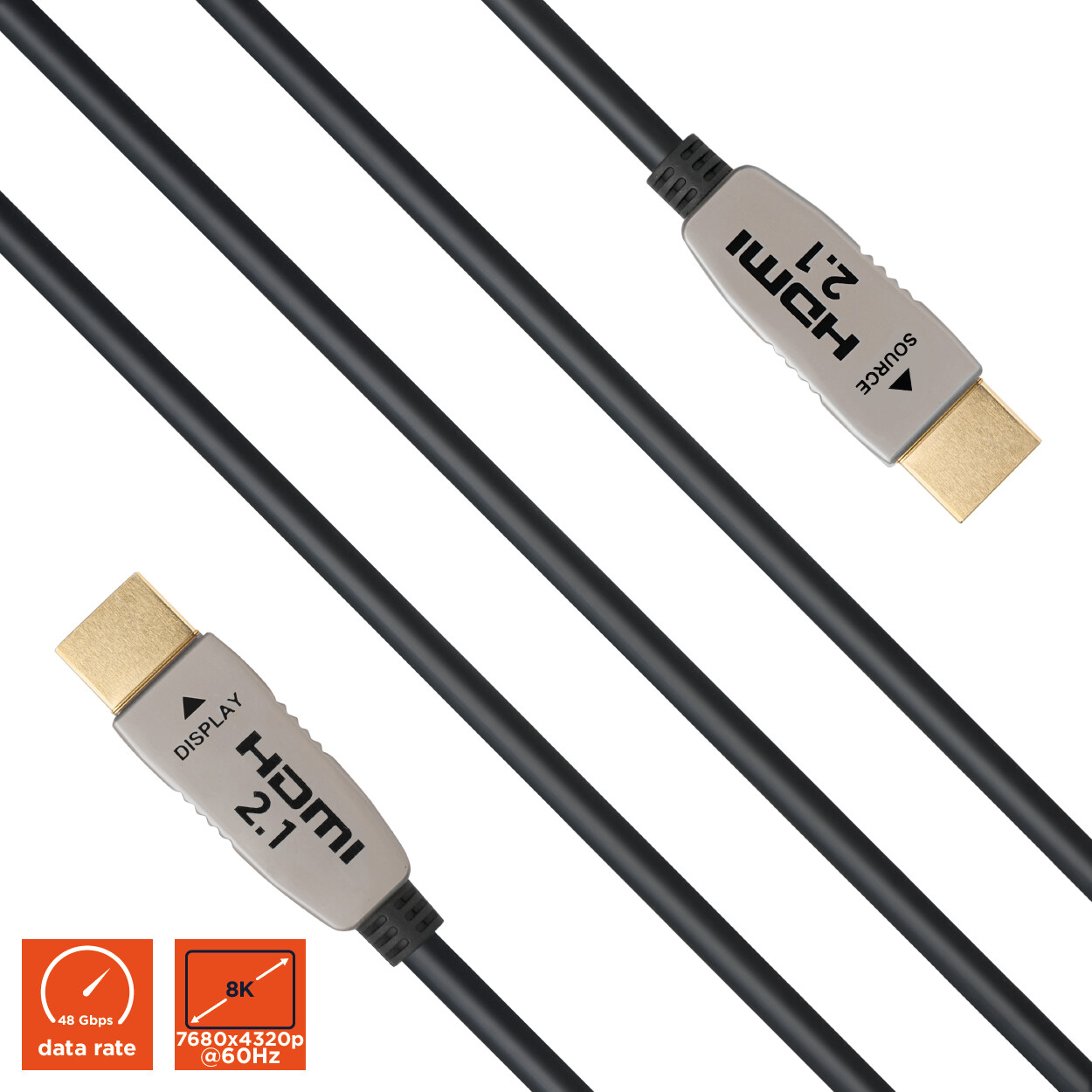 celexon UHD Optical Fibre HDMI 8K 48Gbps Active Kabel 50m, schwarz