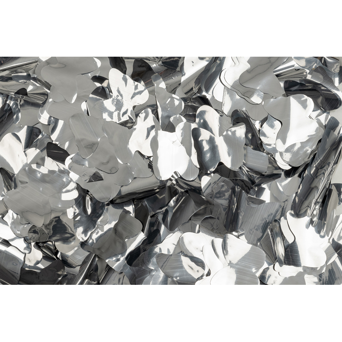 Showgear Metallic Confetti - Butterflies Silber, Ø 55 mm, 1 kg, feuerhemmend