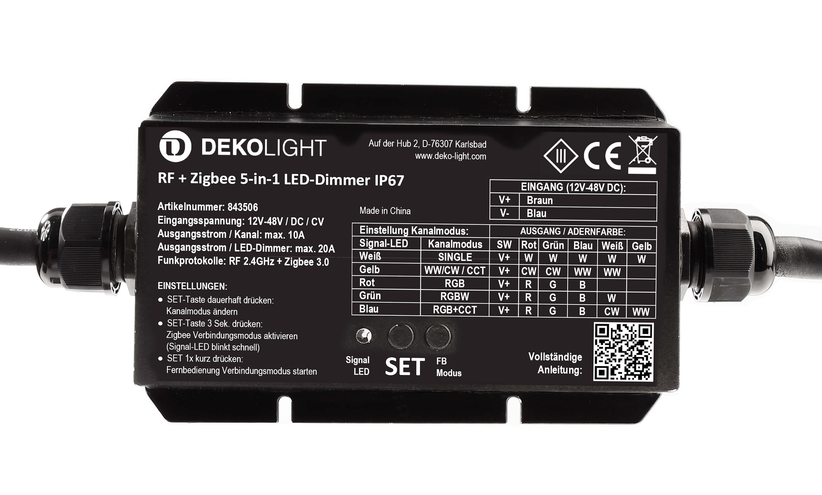 RF-smart, LED-Dimmer 5-in1, 5 Kanal, 12-48V, 20A, IP67