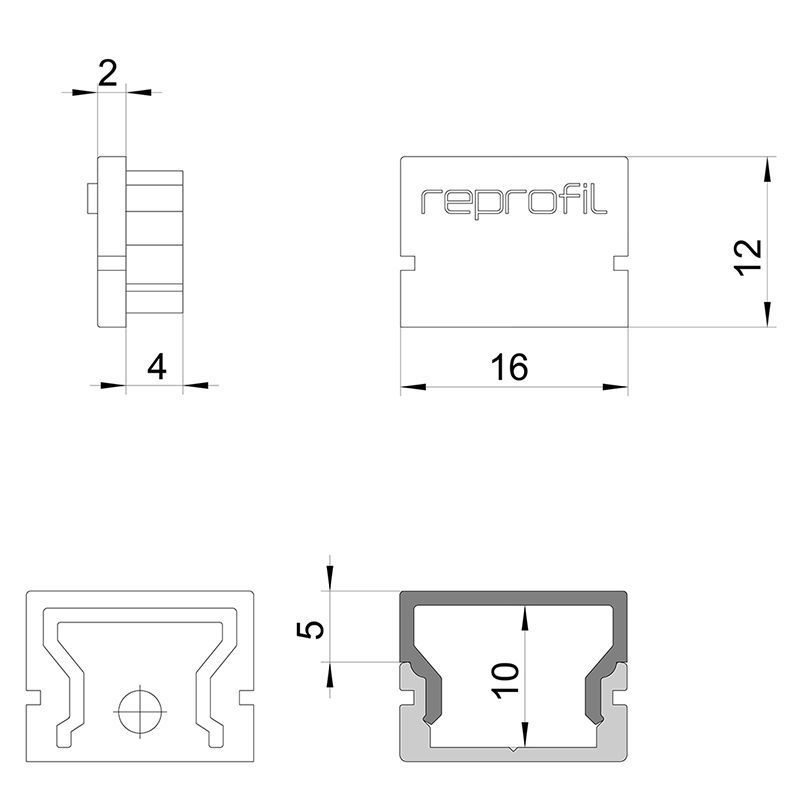 Endkappe H-AU-01-10 Set 2 Stk, Grau