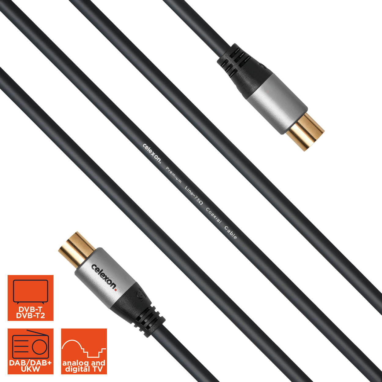 celexon IEC TV Antennenkabel 10,0m - Professional Line