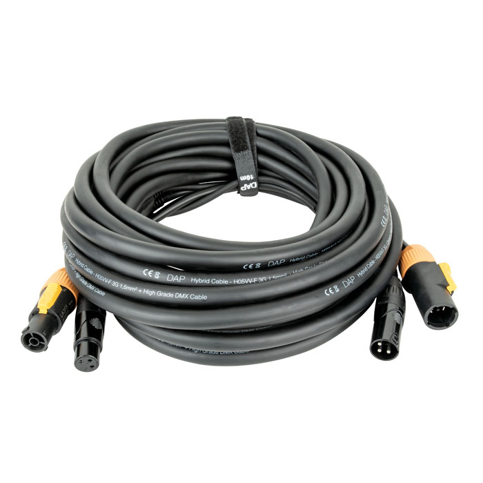 DAP FP22 Hybrid Cable - Power Pro True & 3-pin XLR - DMX / Power 10 m - schwarze Ummantelung