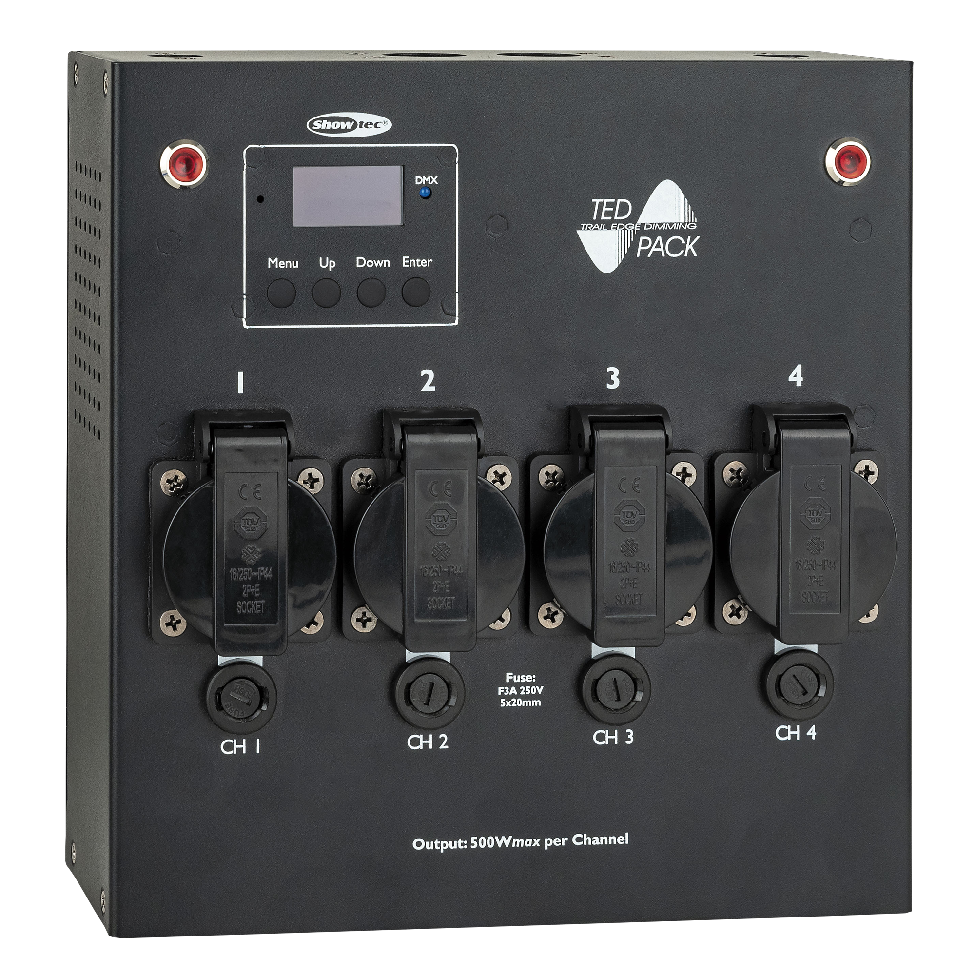 SHOWTEC TED Pack CEE 7/5 4-Channel Dimmer Pack - FR/BE outputs 4-Kanal Dimmerpack - FR/BE-Ausgangen SHOWTEC TED Pack CEE 7/5 4-Channel Dimmer Pack - FR/BE outputs 4-Kanal Dimmerpack - FR/BE-Ausgangen
