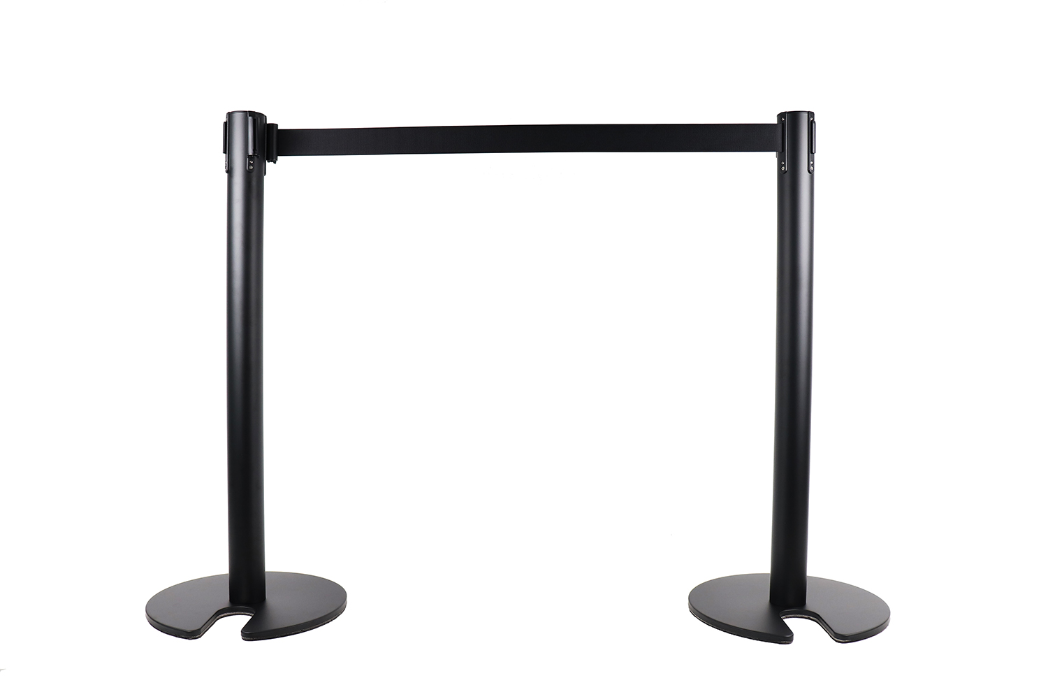 Absperrpfosten schwarz stapelbar mit 2m Gurtband schwarz - Set of 2