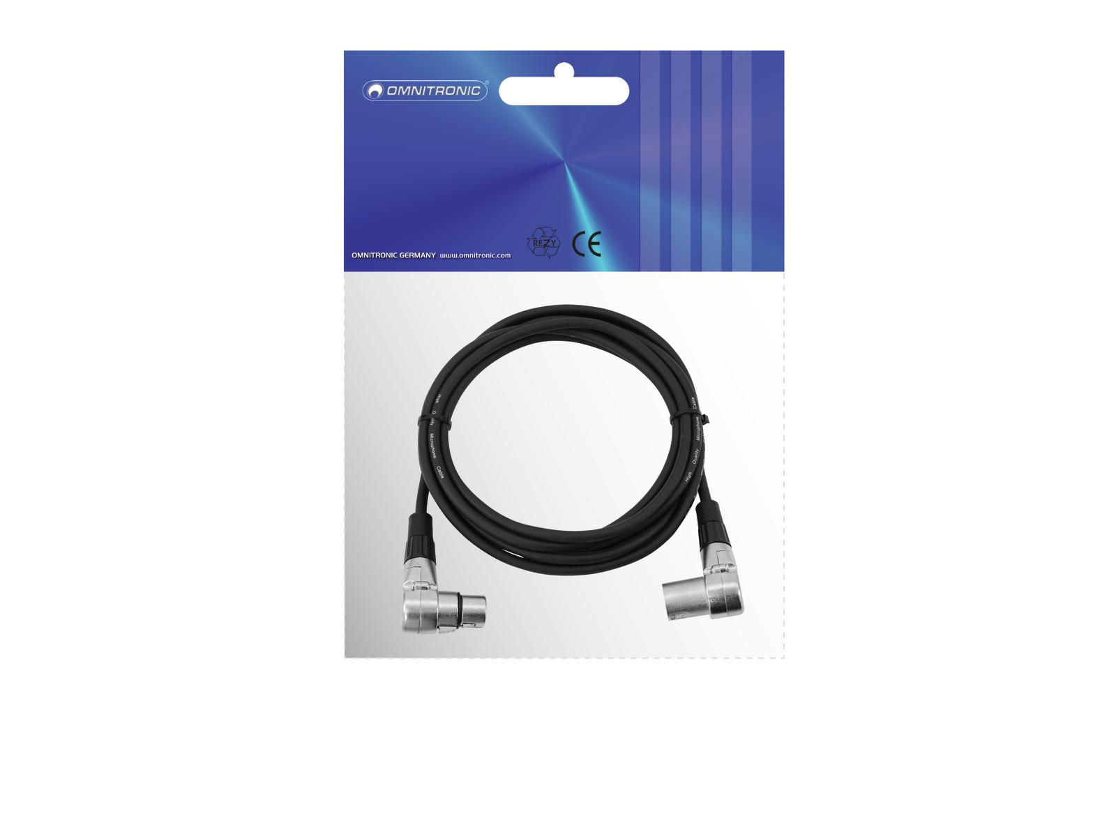 OMNITRONIC XLR Kabel 3pol 3m 90° sw OMNITRONIC XLR Kabel 3pol 3m 90° sw