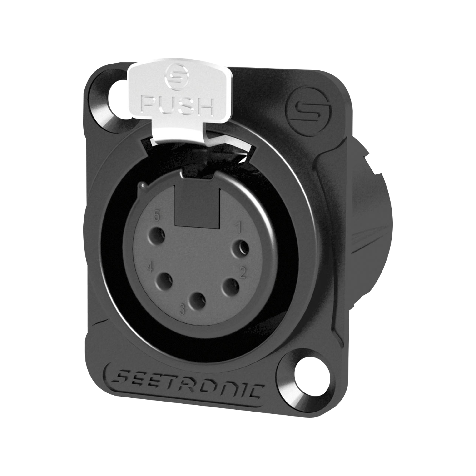 SEETRONIC XLR 5P Chassis - female Silberkontakte - schwarzes Gehäuse