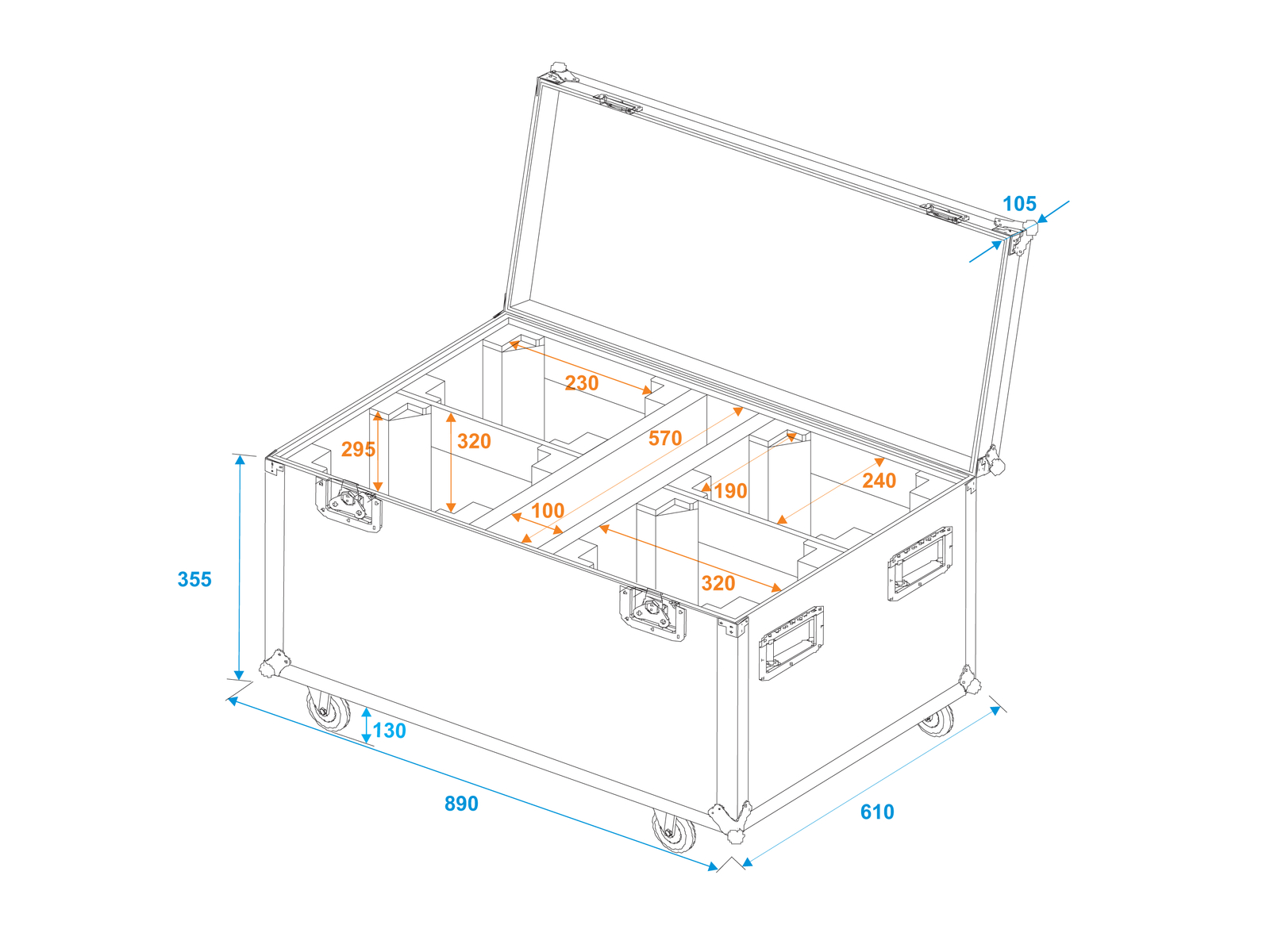 ROADINGER Flightcase 4x LED TMH-X4 mit Rollen ROADINGER Flightcase 4x LED TMH-X4 mit Rollen