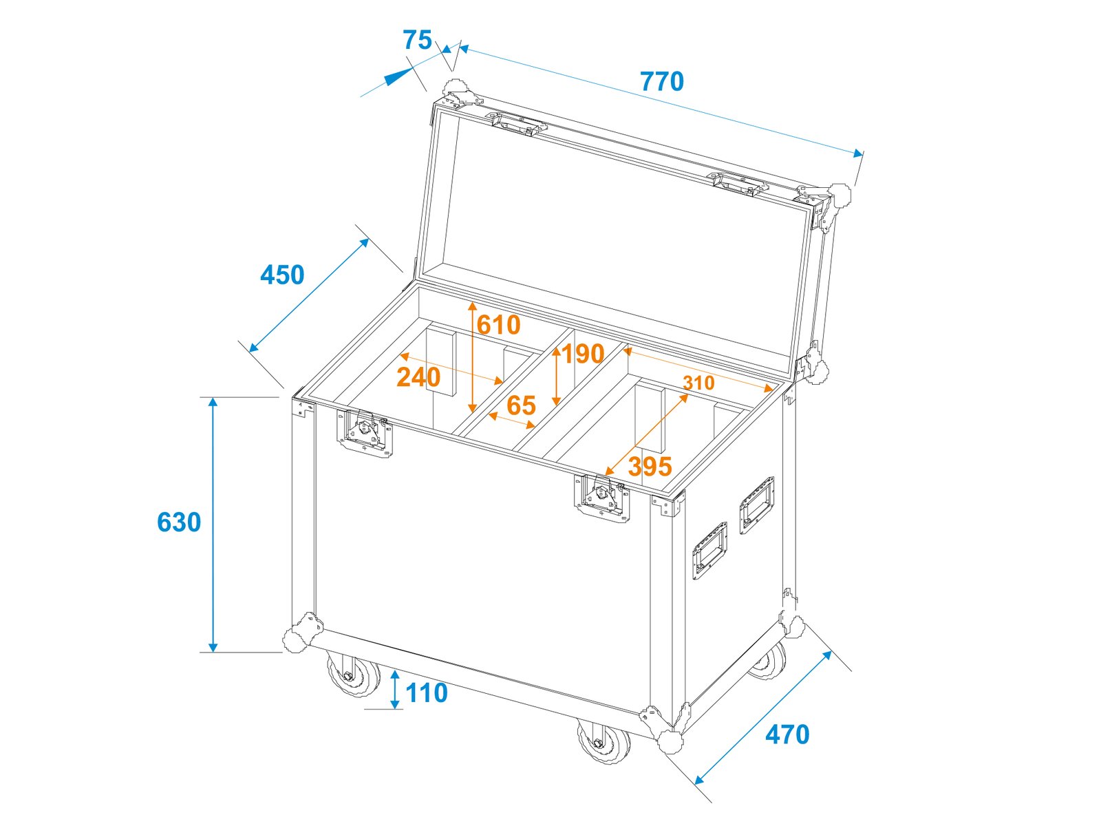 ROADINGER Flightcase 2x TMH BSW-380 mit Rollen ROADINGER Flightcase 2x TMH BSW-380 mit Rollen