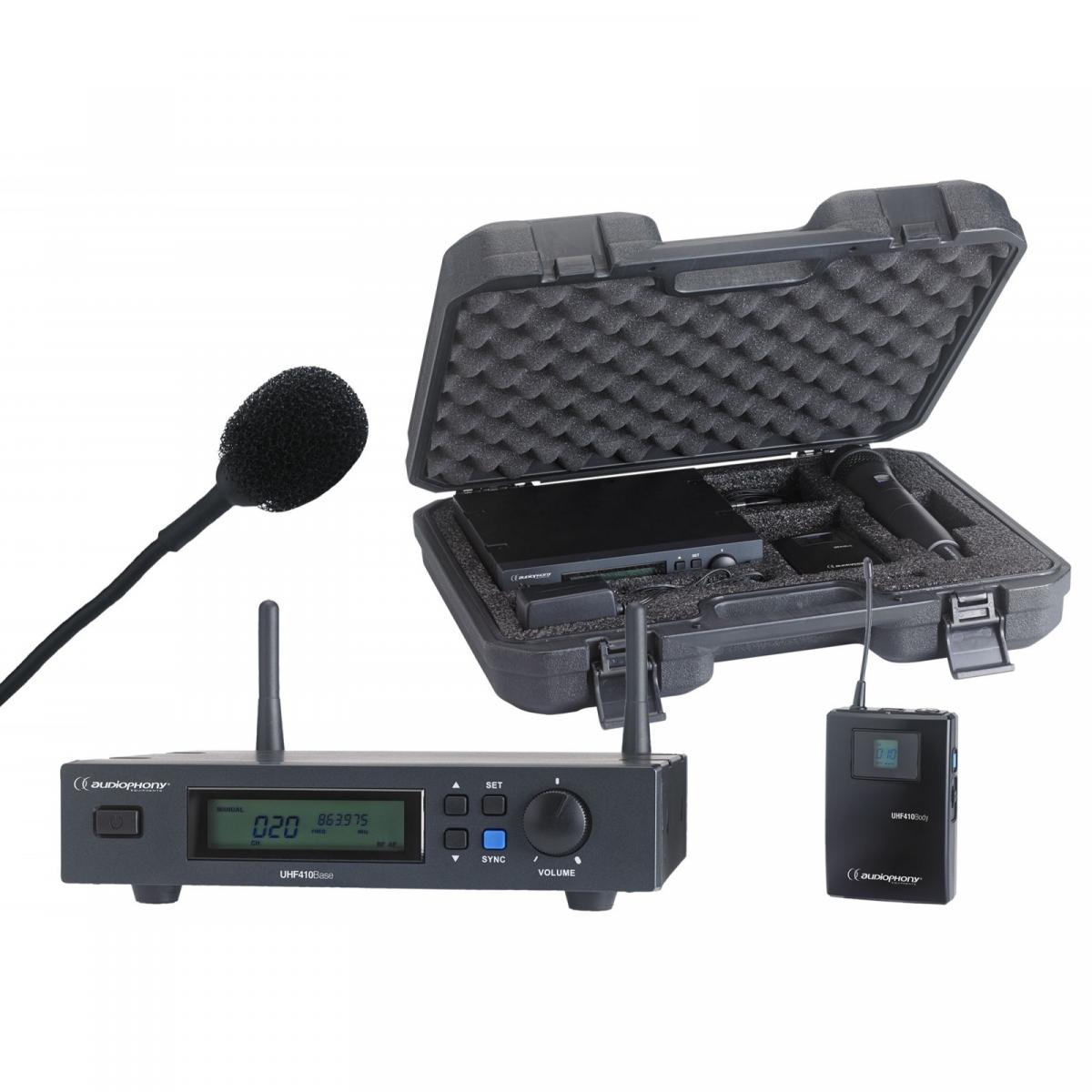 Audiophony PACK-UHF410-LAVA-F8 Funkmikrofon Set UHF mit Lavalier Mikrofon