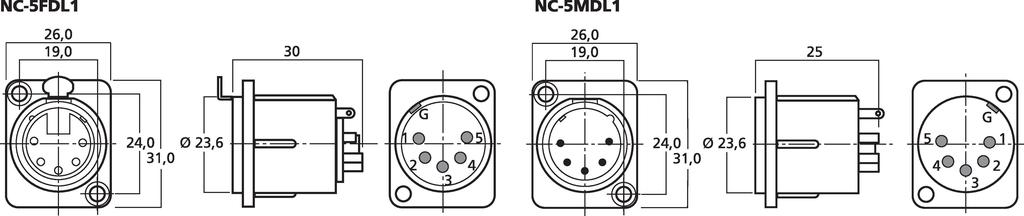NEUTRIK NC-5FDL1 XLR-Einbaubuchse