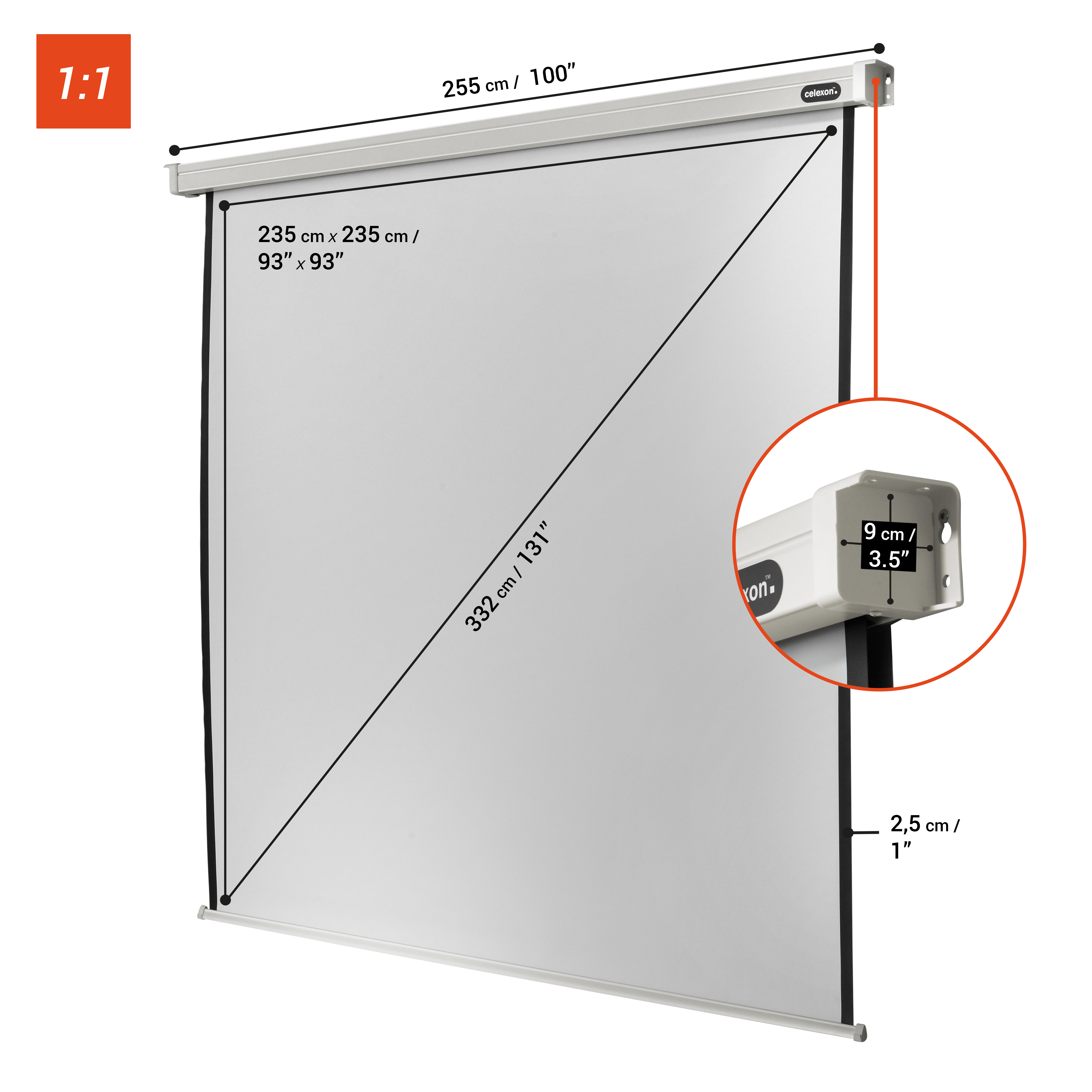 celexon Leinwand Motor Professional 240 x 240 cm