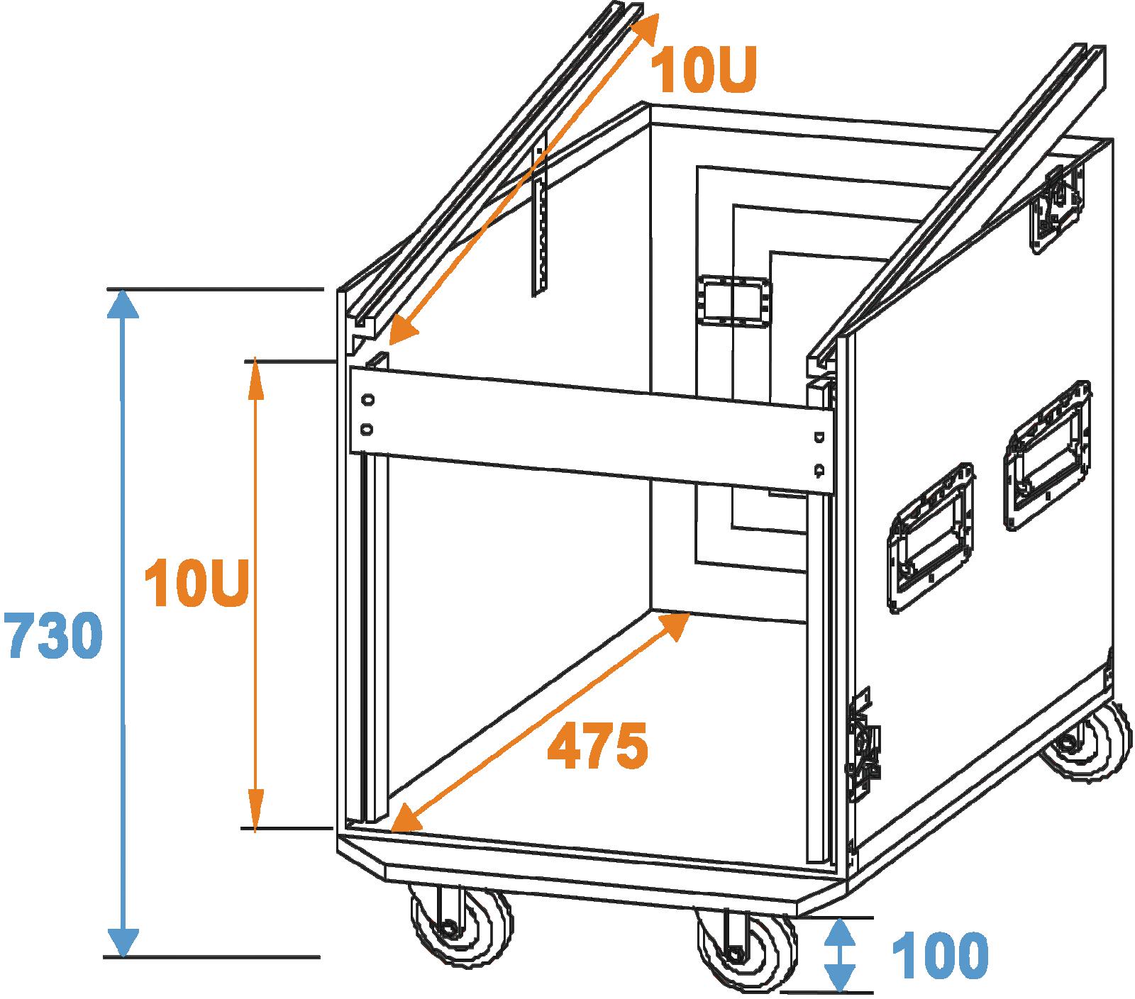 ROADINGER Spezial-Kombi-Case Profi, 10HE mit Rollen ROADINGER Spezial-Kombi-Case Profi, 10HE mit Rollen