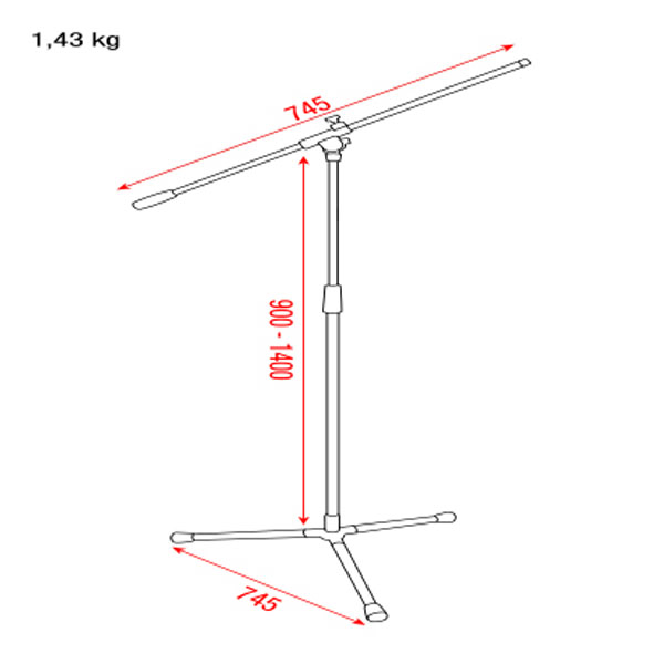 Showgear Microphone Stand - Value Line 900-1400 mm