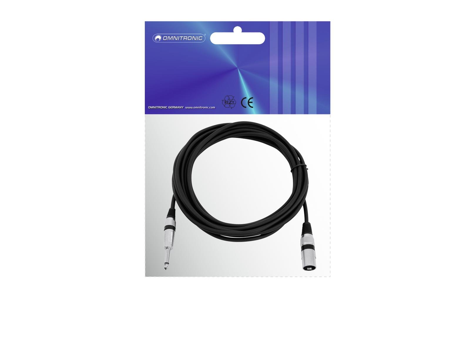 OMNITRONIC Adapterkabel XLR(M)/Klinke mono 5m sw OMNITRONIC Adapterkabel XLR(M)/Klinke mono 5m sw