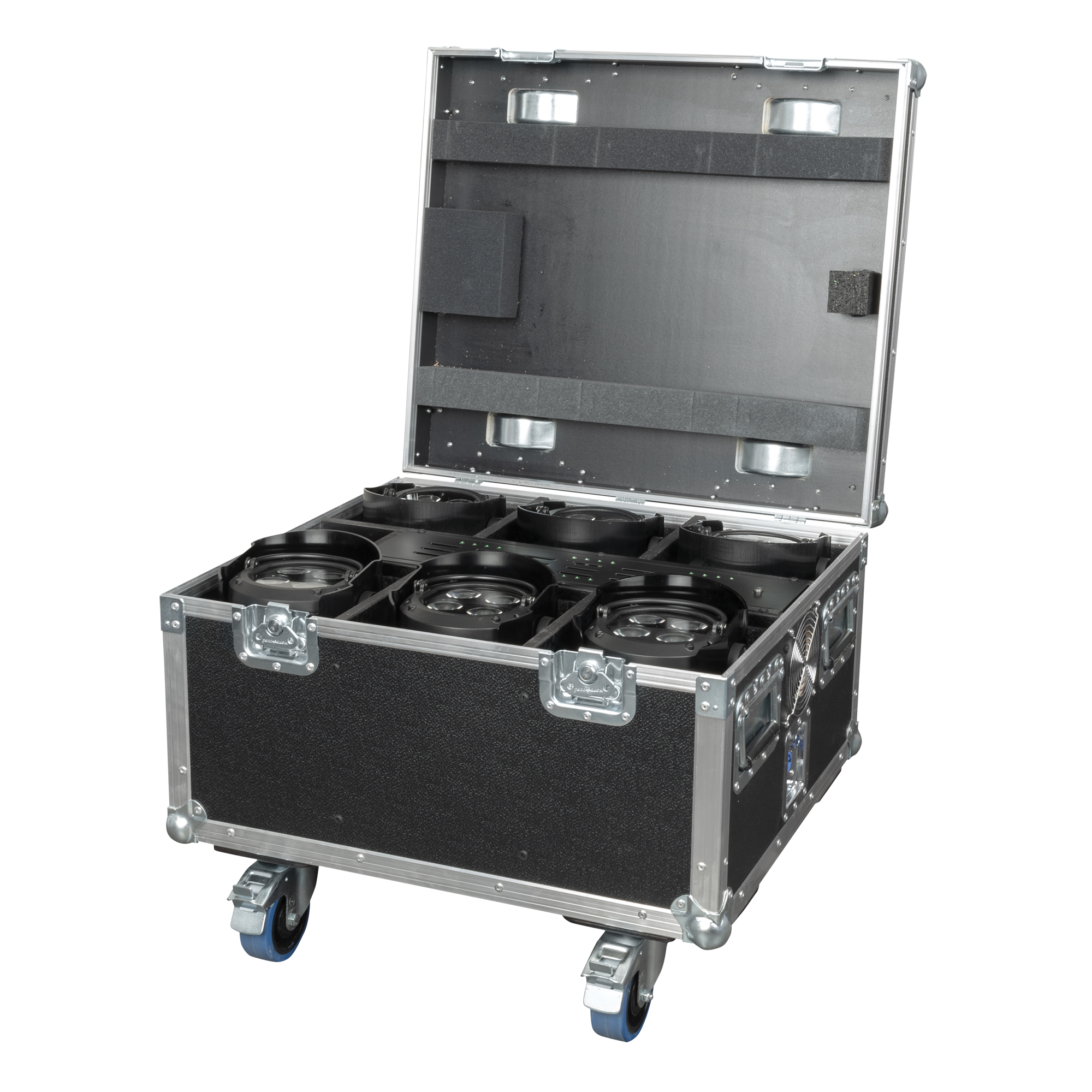 SHOWTEC EventSpot 1600 Q4 Set Charger Case with 6 pcs - black Koffer mit Ladegerät und 6x Stück - schwarz