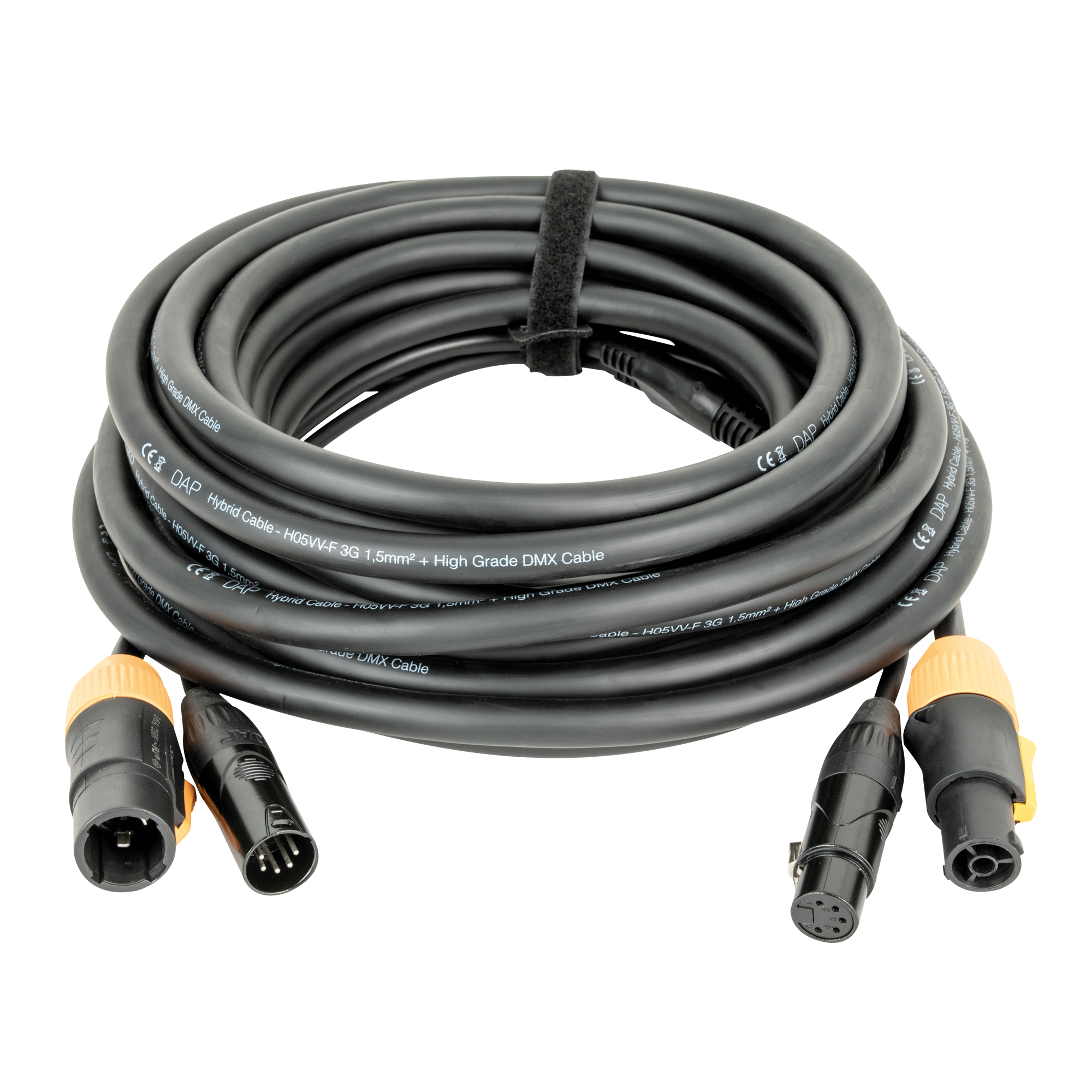 DAP FP23 Hybrid Cable - Power Pro True & 5-pin XLR - DMX / Power 15 m - schwarze Ummantelung