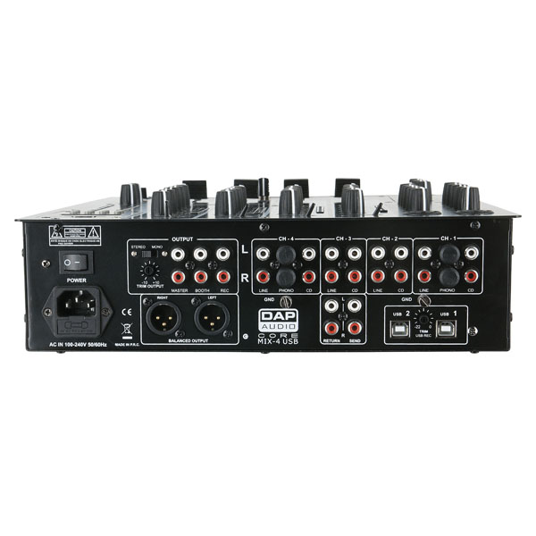 DAP CORE MIX-4 USB Vierkanal-DJ-Mixer mit USB-Schnittstelle